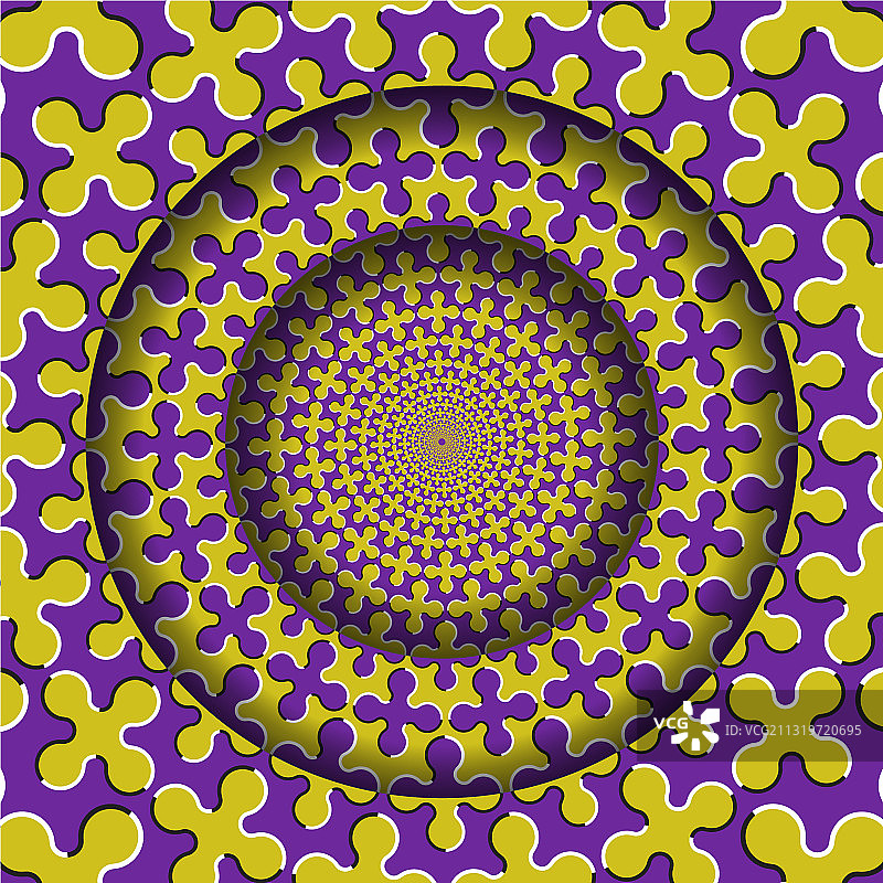 抽象的圆形框架与一个移动的紫色黄色图片素材