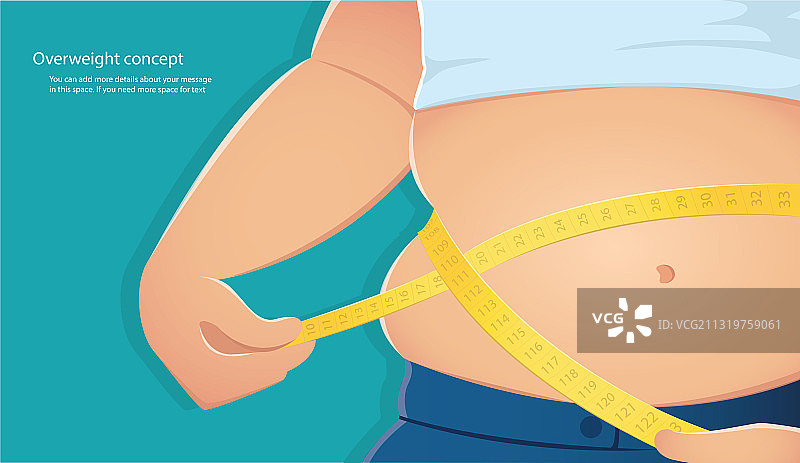 超重的肥胖者用体重计来测量图片素材