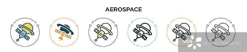 航空航天图标在填充细线轮廓和图片素材