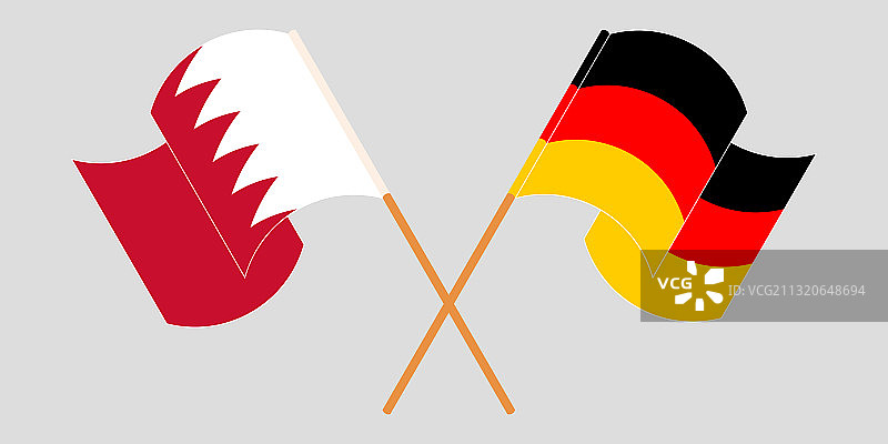 巴林和德国的旗帜交叉飘扬图片素材