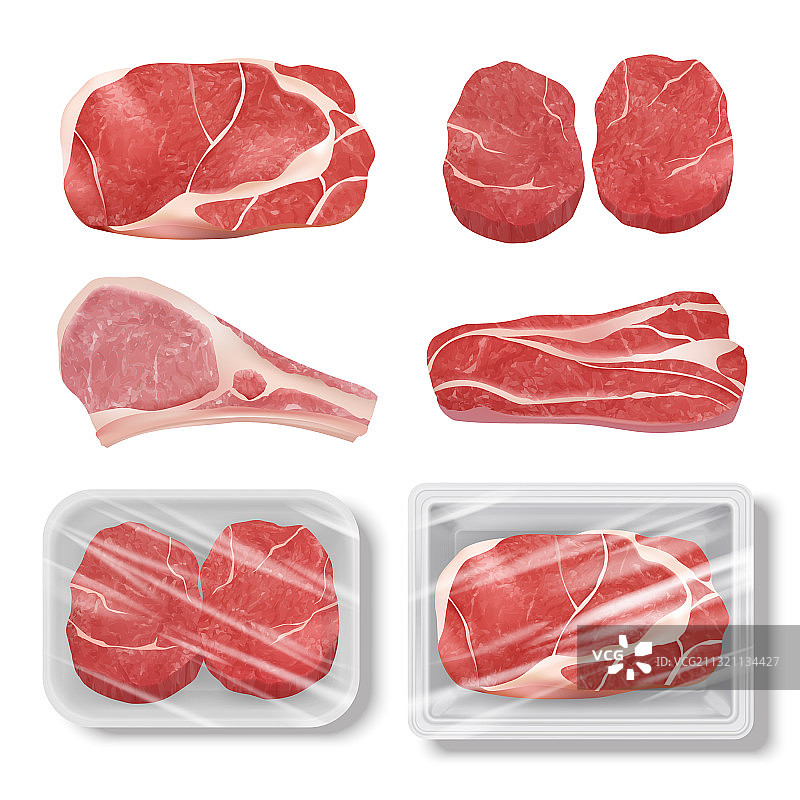 写实的肉牛鸡肉猪肉牛排烧烤食品图片素材
