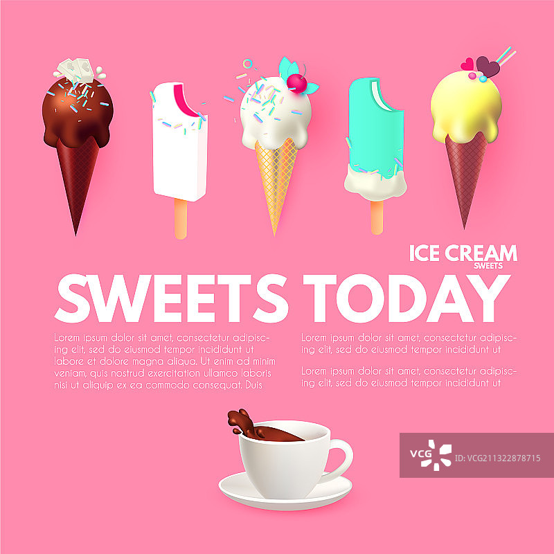 咖啡和冰淇淋咖啡厅广告设计模板图片素材