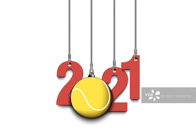 2021年新年和网球挂线图片素材