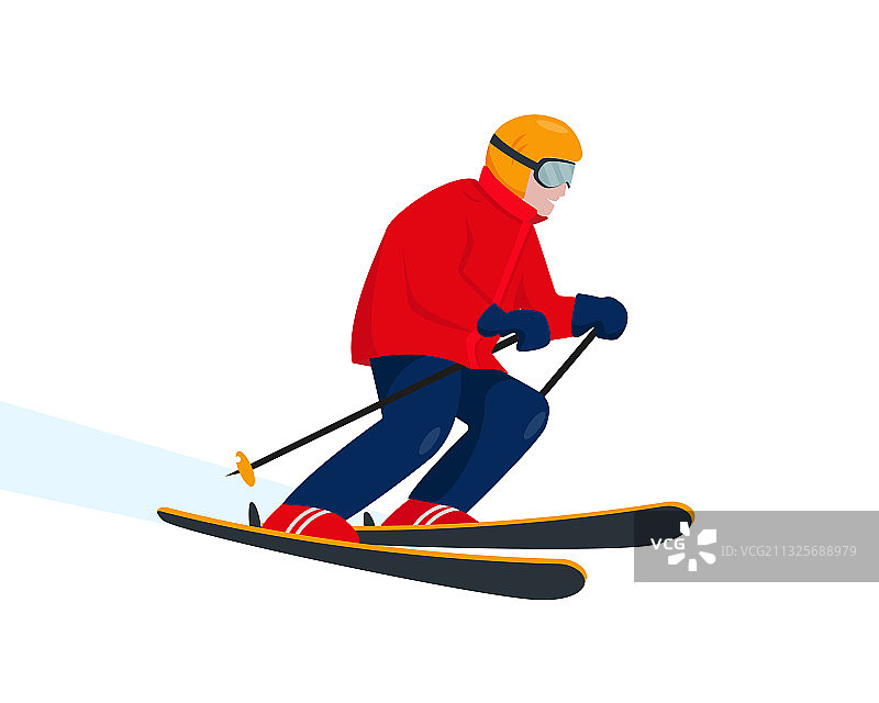 滑雪者角色孤立在白色背景上图片素材