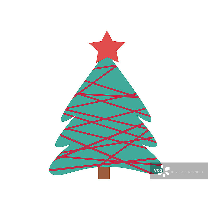 一棵简单的毛茸茸的圣诞树，上面有一颗星星图片素材