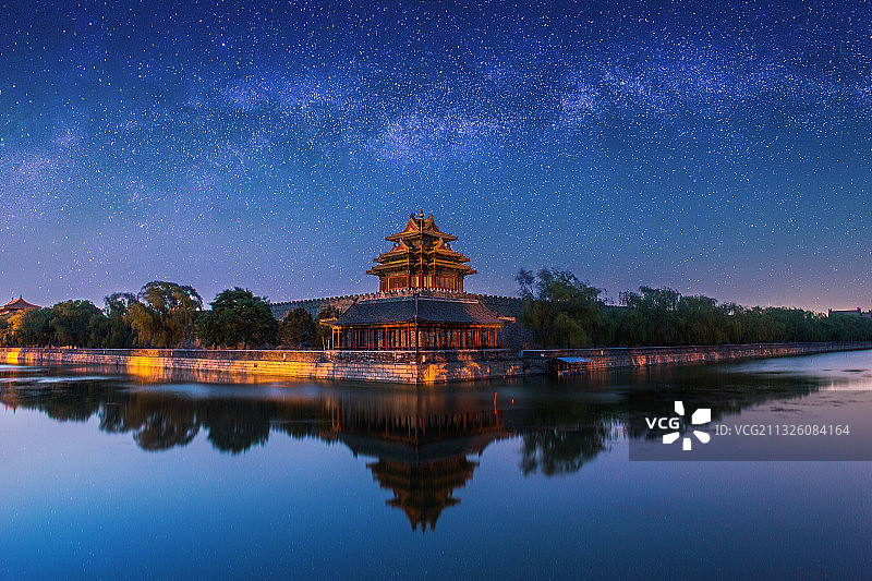 北京故宫角楼银河图片素材