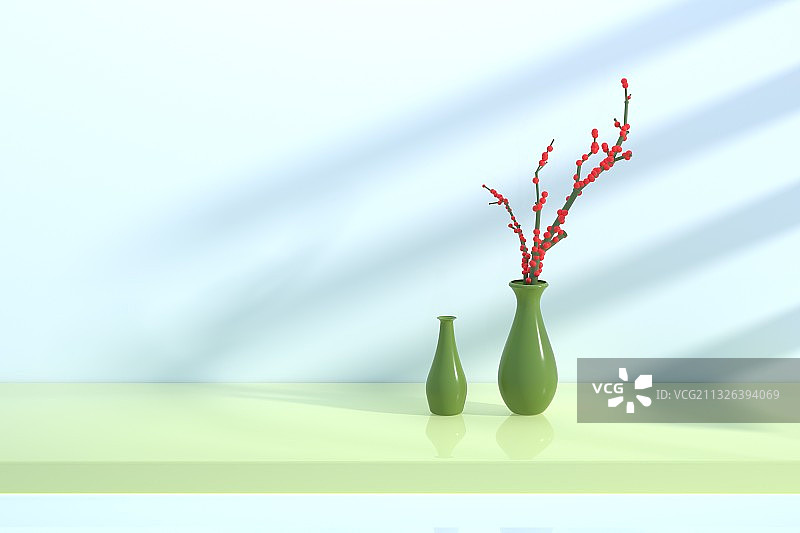 3D渲染的中国风花瓶图片素材