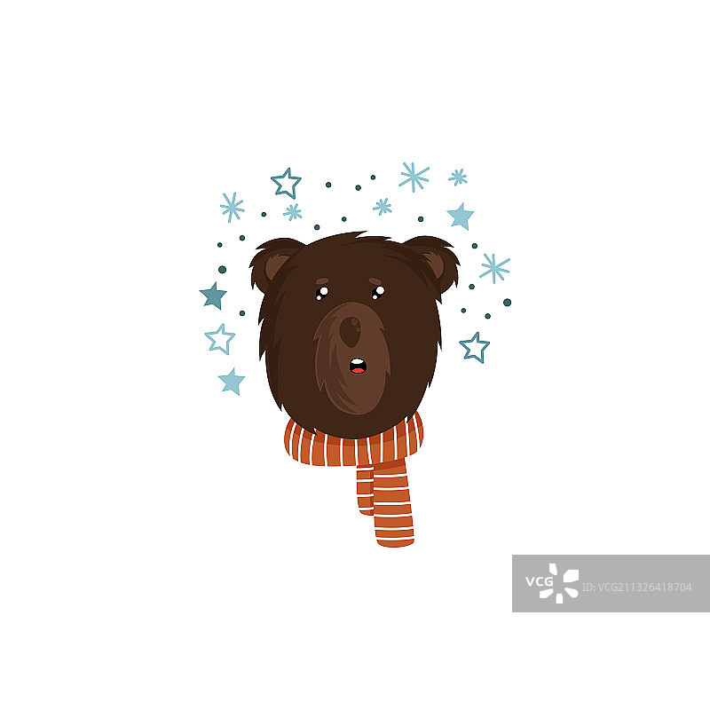 棕色毛茸茸的熊头，露出面部表情图片素材