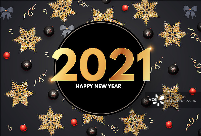 2021年新年快乐，高雅节日装饰图片素材
