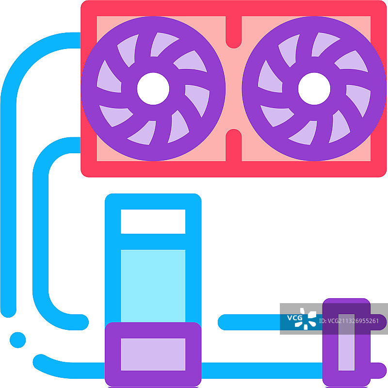 水冷却器电脑部分颜色图标图片素材