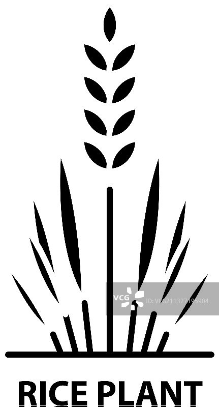 水稻植物图标黑色标志与可编辑图片素材