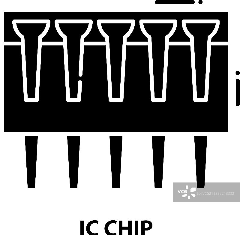 IC芯片图标黑色标志可编辑图片素材