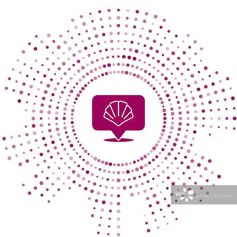 紫色扇贝海贝图标孤立在白色图片素材