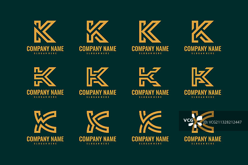 设置抽象字母k标志设计模板图片素材