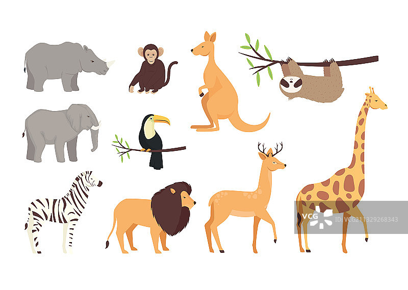 捆绑10个动物野生设置图标图片素材