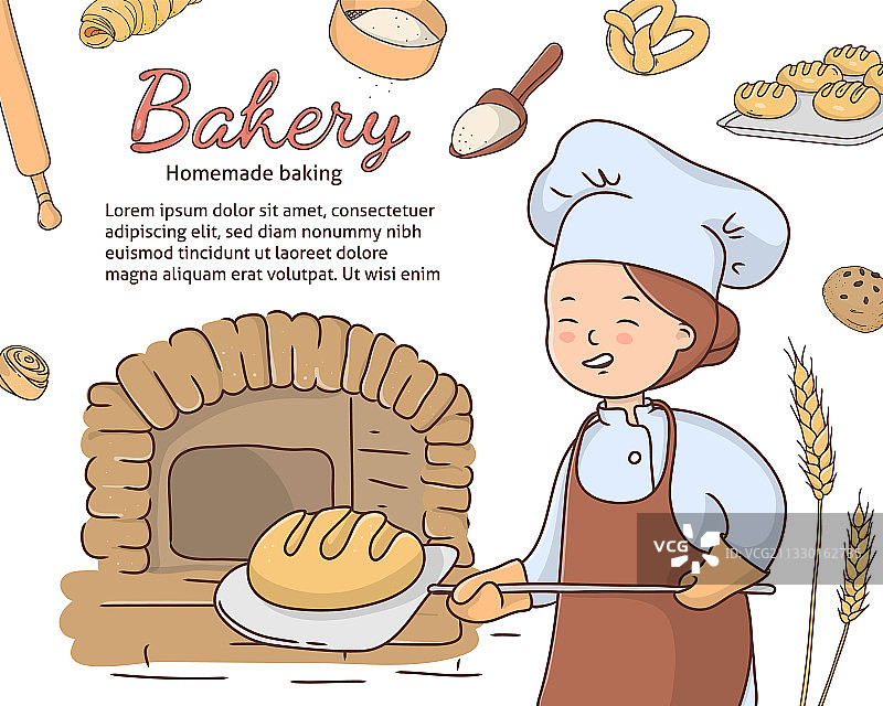 面包师用铁锹把面包放进烤箱图片素材