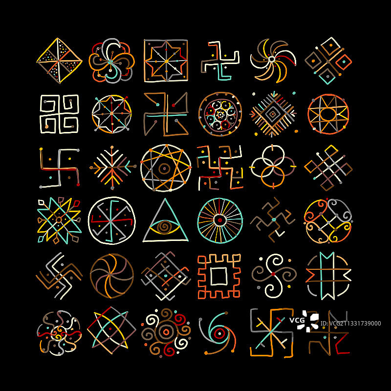 神圣的几何符号集炼金术宗教图片素材