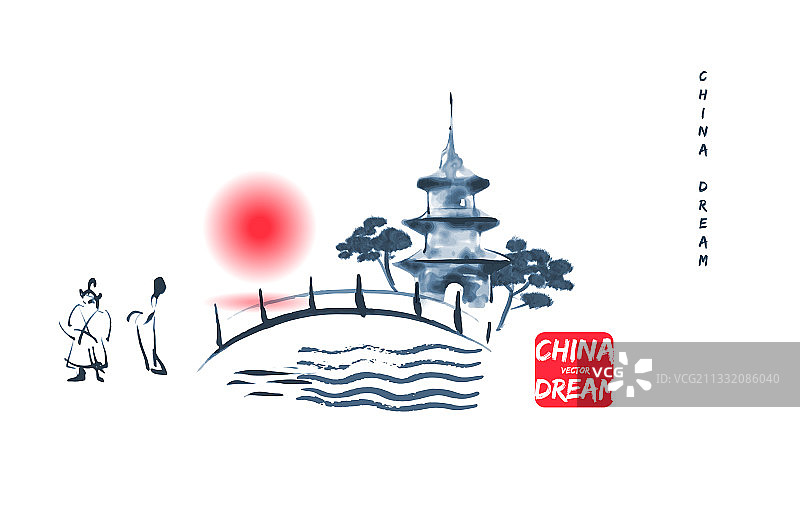 中国墨画背景用朦胧图片素材
