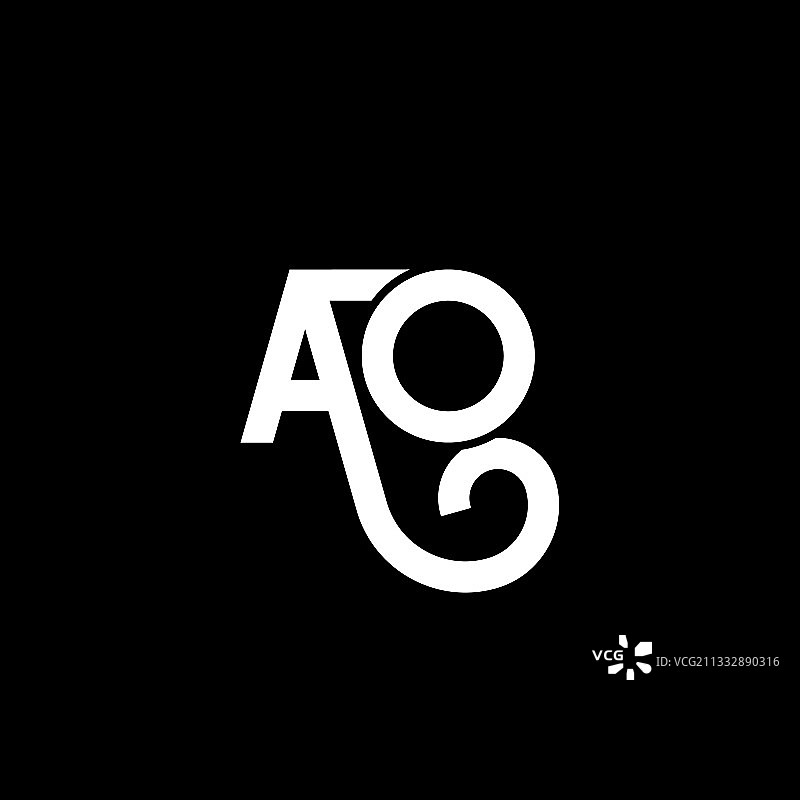 Ao字母logo设计以黑色为背景Ao图片素材