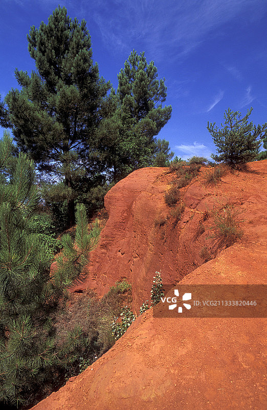 法国吕伯隆Rustrel公园的赭石悬崖图片素材