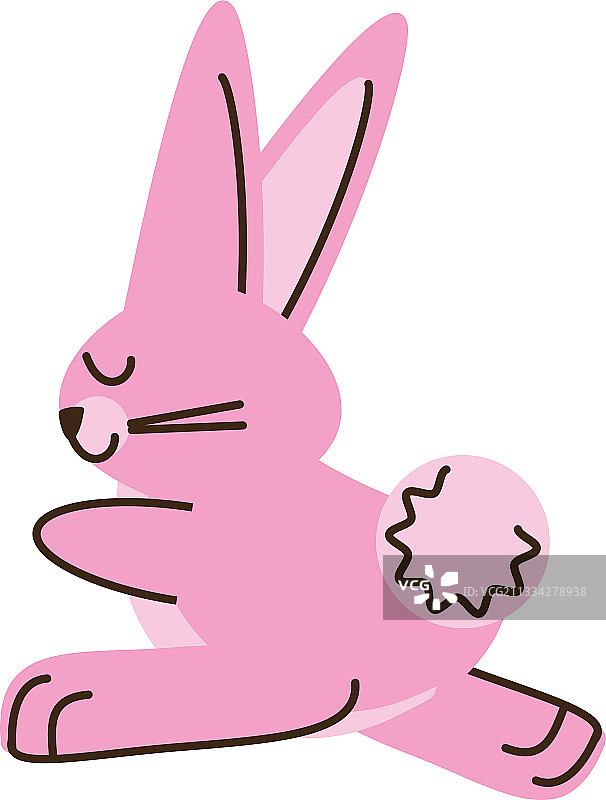 可爱的小粉红兔卡通孤立风格图片素材