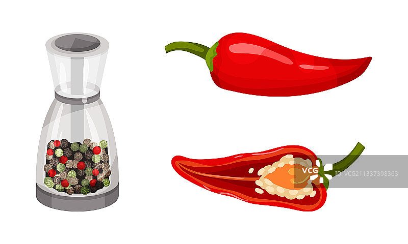 红辣椒作为成熟蔬菜和有机食品搭配图片素材