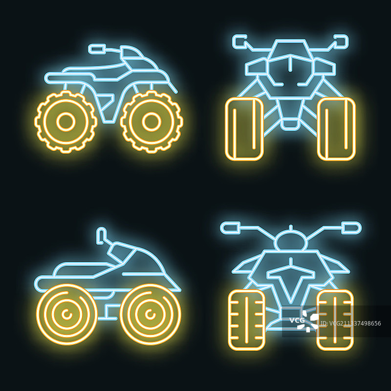 四轮自行车图标设置霓虹灯图片素材