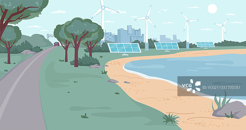 生态城市海滩的可再生能源图片素材