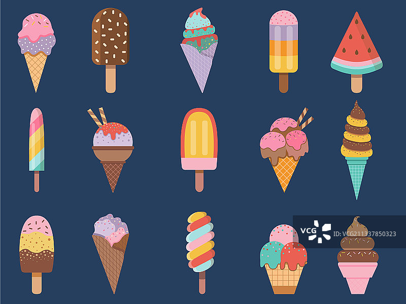 夏季冰淇淋图标在平面设计图片素材