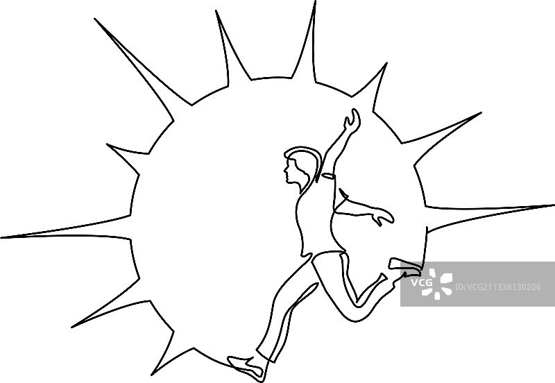 快乐的奔跑和跳跃的人里面的太阳形状一个图片素材