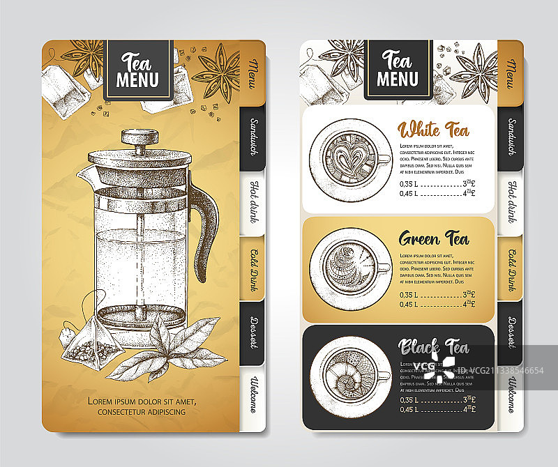 餐厅茶水菜单设计图片素材