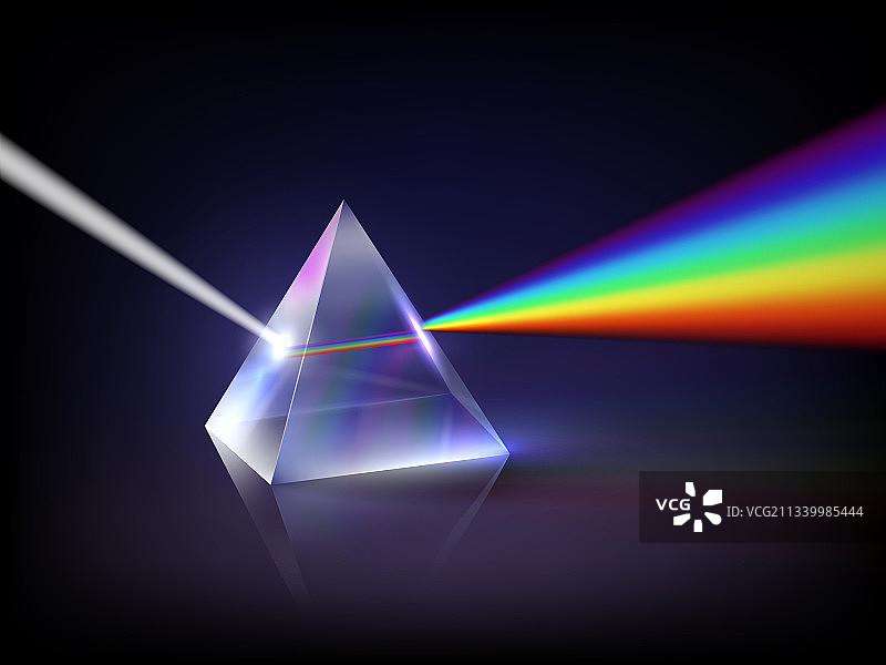 光谱折射玻璃棱锥棱镜低聚图片素材