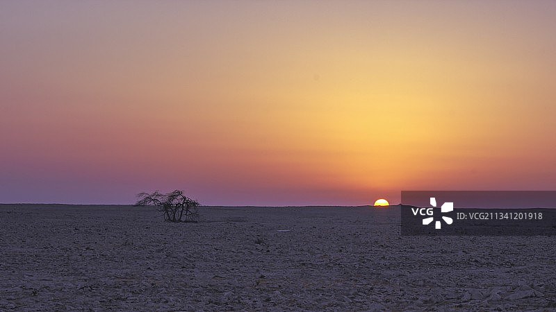 风景剪影的景观在天空日落，巴林图片素材