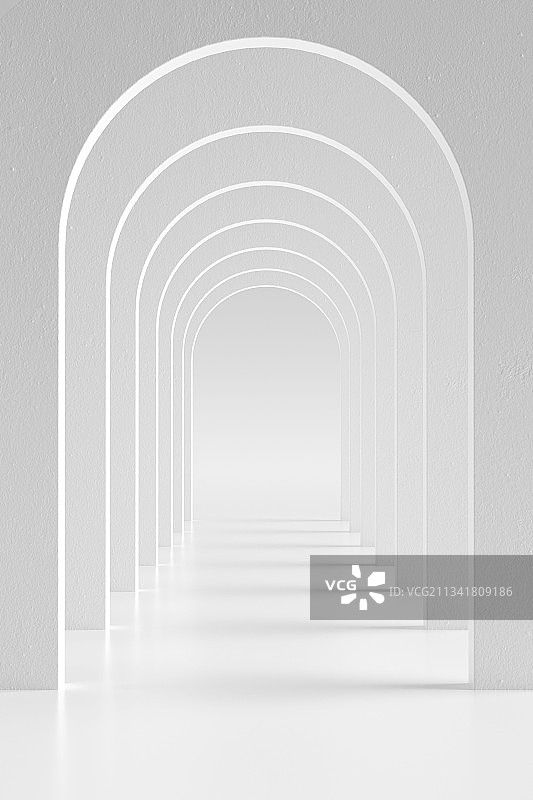3D渲染的拱形隧道走廊图片素材
