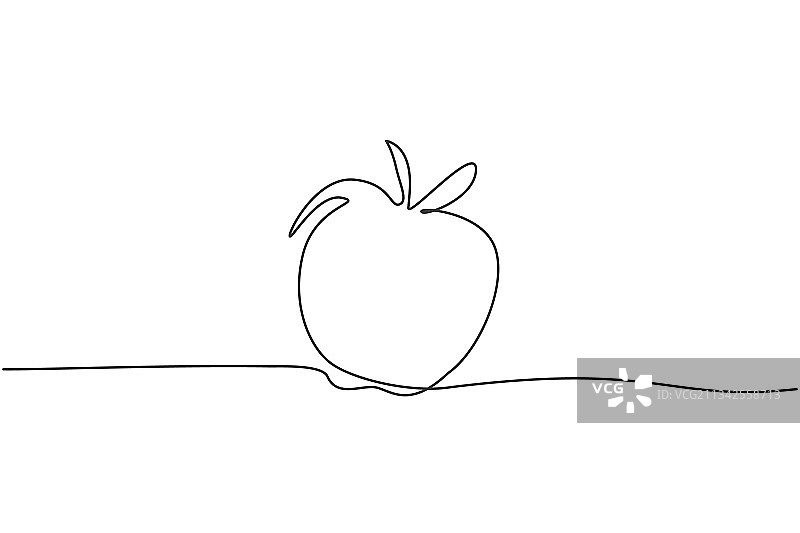 连续一行画新鲜的苹果水果图片素材