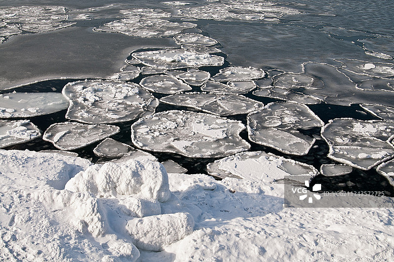 俄罗斯冰冻湖的高角度视图图片素材