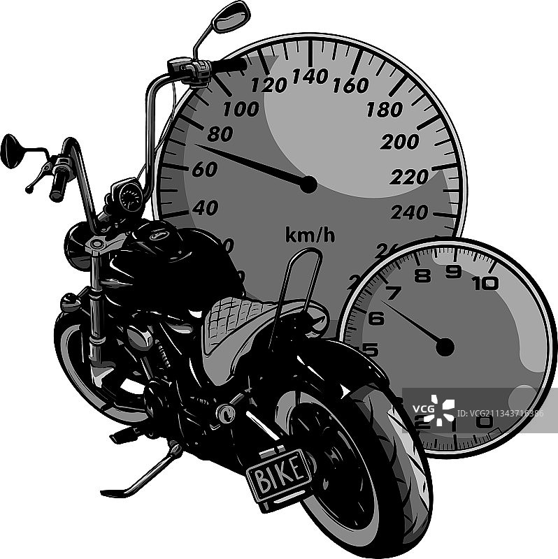 配有速度计的定制摩托车图片素材