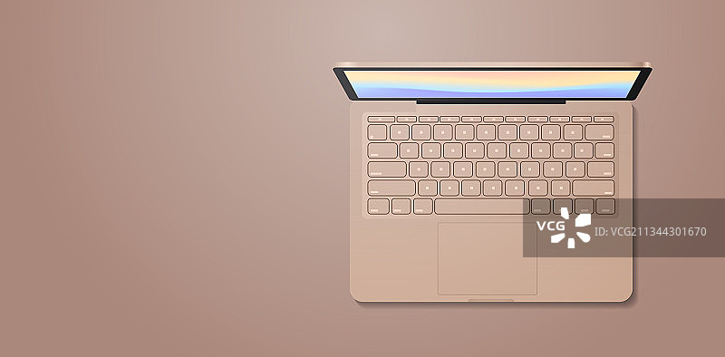 带有键盘和彩色屏幕的现代笔记本电脑图片素材