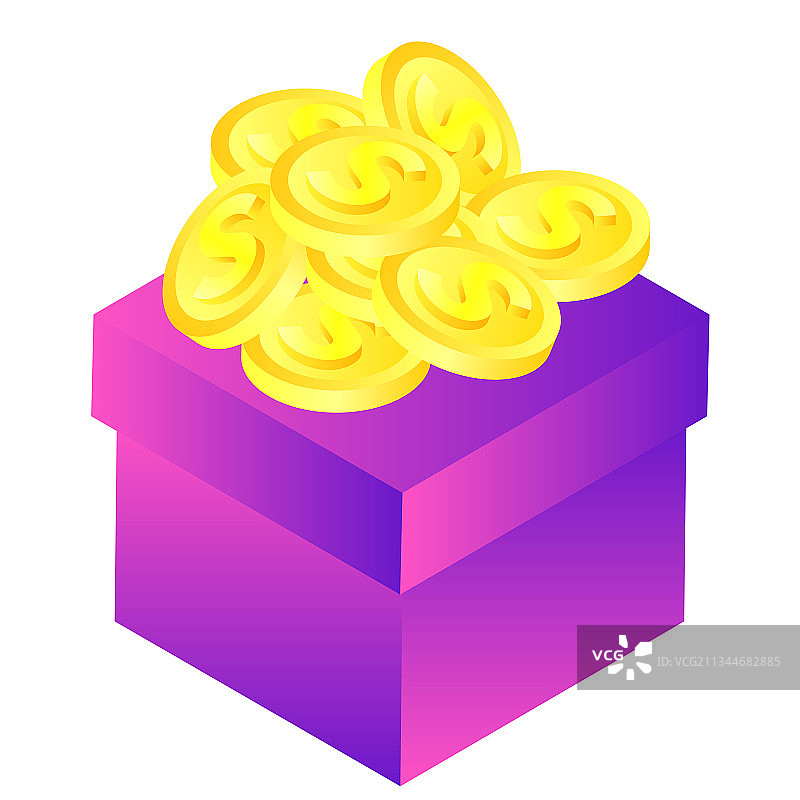 紫色渐变礼品金币2.5D矢量插画素材图片素材
