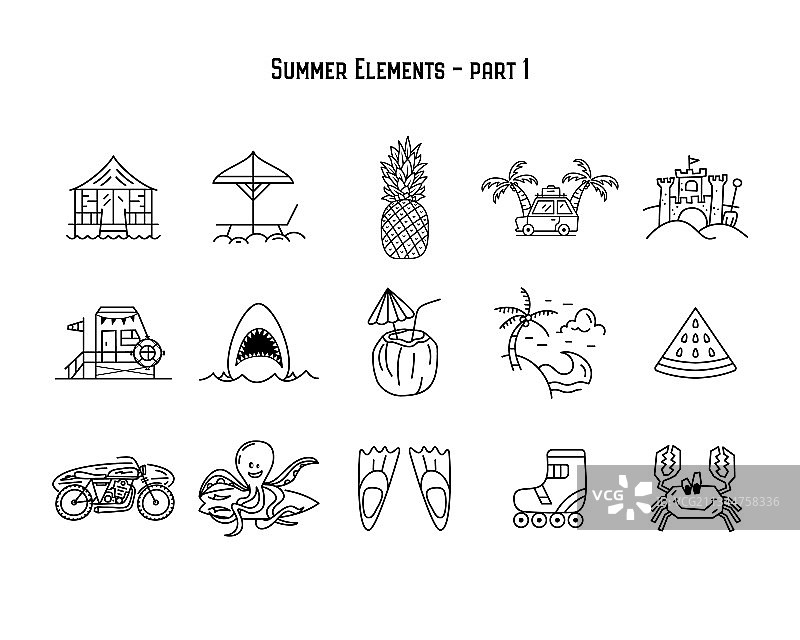 设计各种夏季符号图片素材