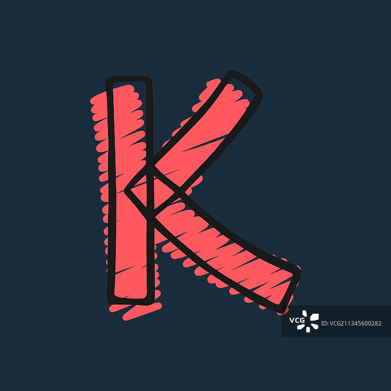 字母k标志手绘毡头和马克笔图片素材
