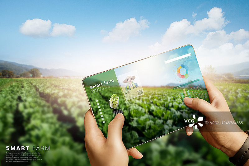 智能农场3d渲染图形，农业技术图片素材