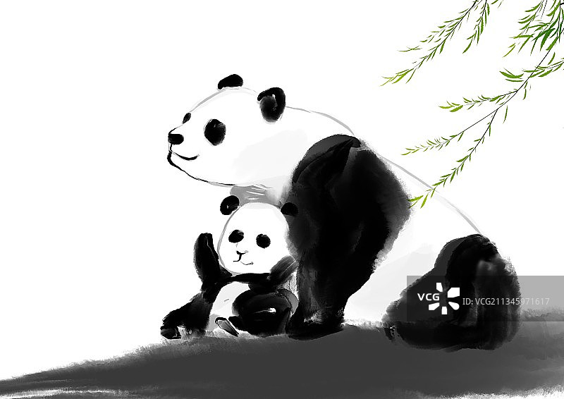 中国风插画设计元素熊猫图片素材