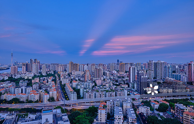 中国广州城市晚霞夕阳风光图片素材