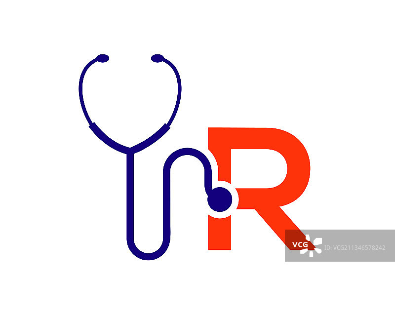 健康保健标志与r字母概念图片素材
