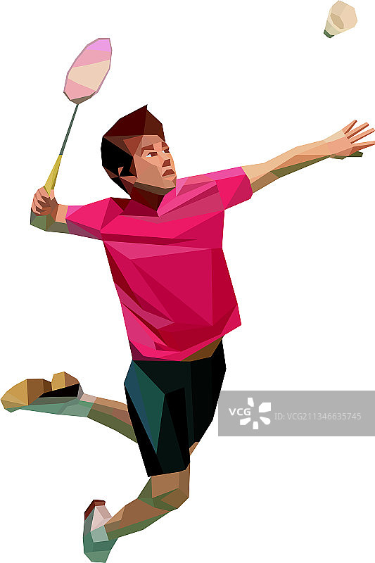 多边形职业羽毛球运动员做的图片素材