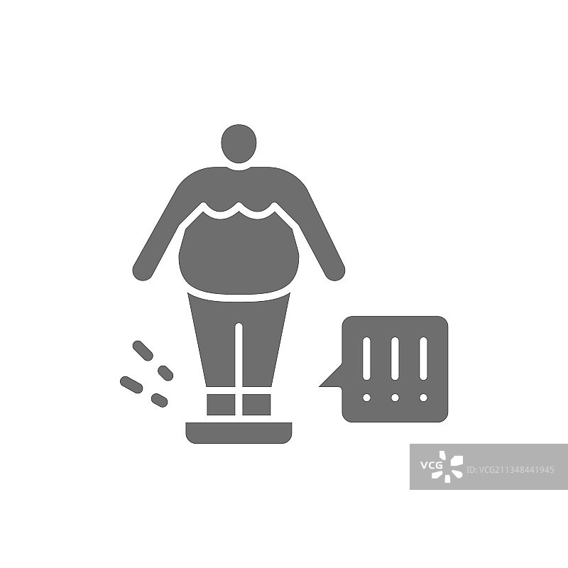 胖人在体重秤上控制灰色图标图片素材