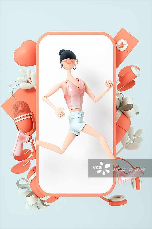 3D渲染的女人与消费概念图片素材