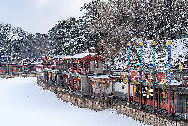 冬季颐和园苏州街雪景图片素材