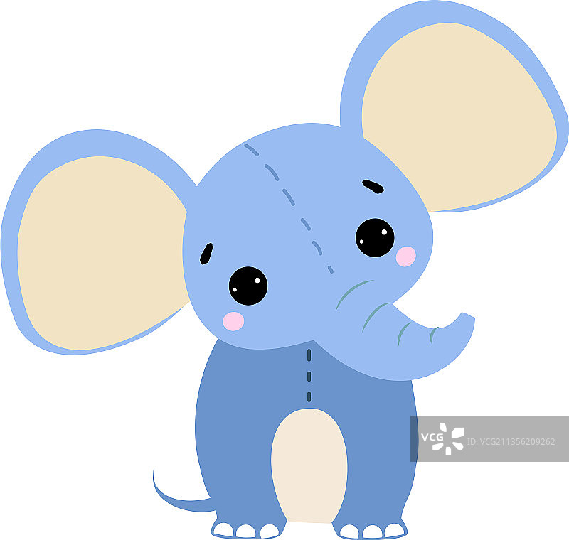 毛茸茸的蓝色大象，鼻子是孩子们的玩具图片素材